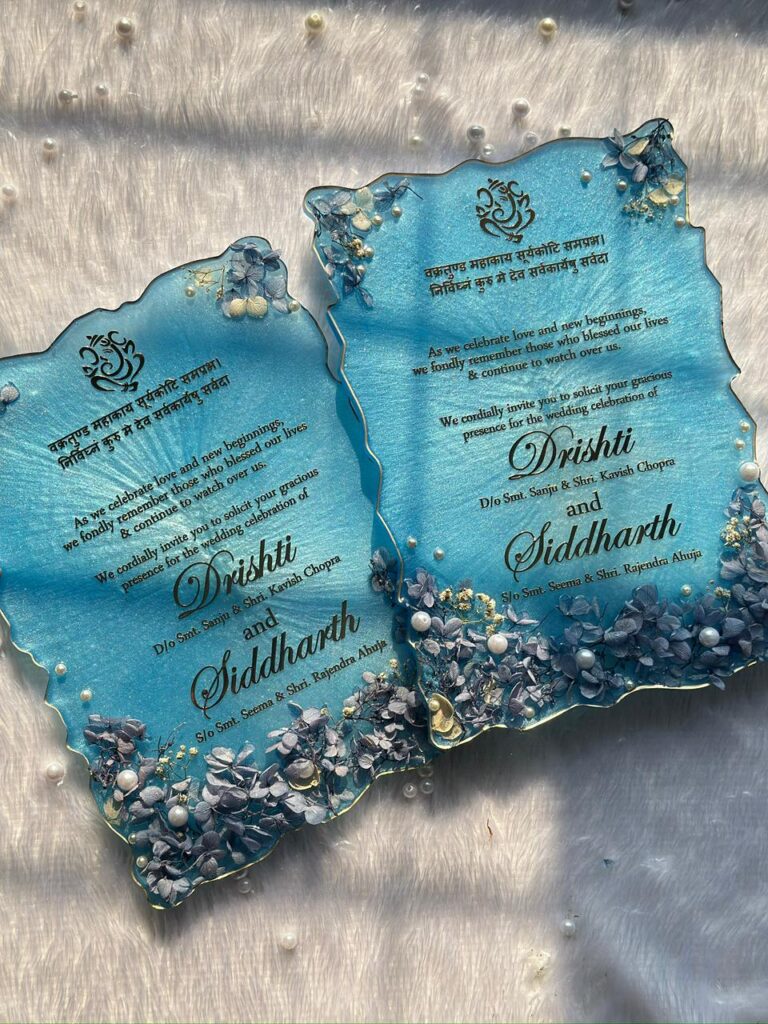 Resin Art Wedding Invitation Card